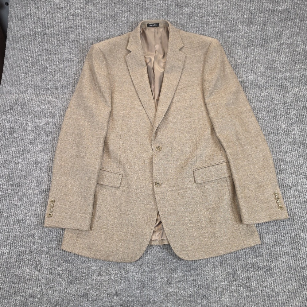 Jean Paul Germain Men's Wool Tweed Blazer Sport Coat Tan Brown 2 Button Lined